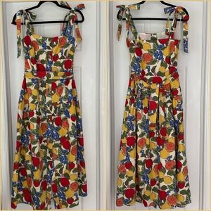 Fun Fruits & Floral Print Midi Dress